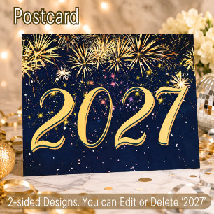 Färgglada fyrverkerier 2027 Nyår God Jul Helg Vykort