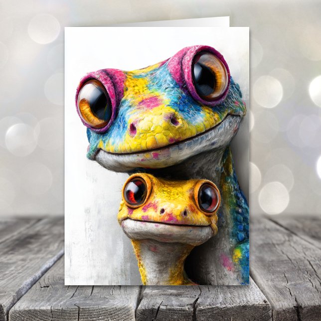 Färgglada Geckos Fars Dag Helgkort (Skapare uppladdad)
