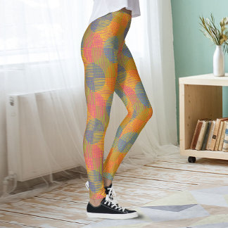 Färgglada geometriska abstrakta cirklar på gult leggings