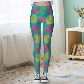 Färgglada geometriska abstrakta cirklar på teal leggings