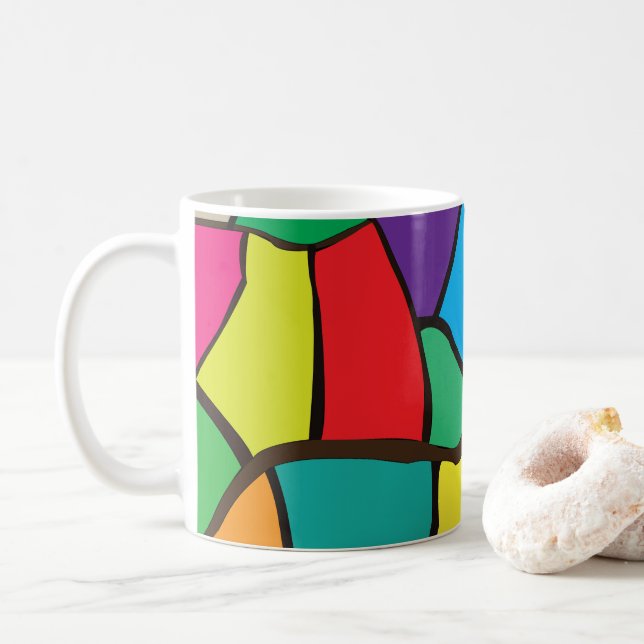 Färgglada geometriska former kaffemugg (Med munk)