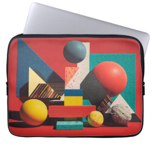 Färgglada geometriska former på röd bakgrund laptop fodral