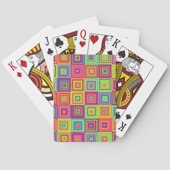 Färgglada geometriska fyrkanter casinokort (Baksidan)