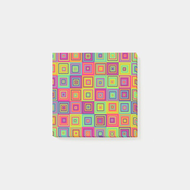 Färgglada geometriska fyrkanter post-it block (Framsida)