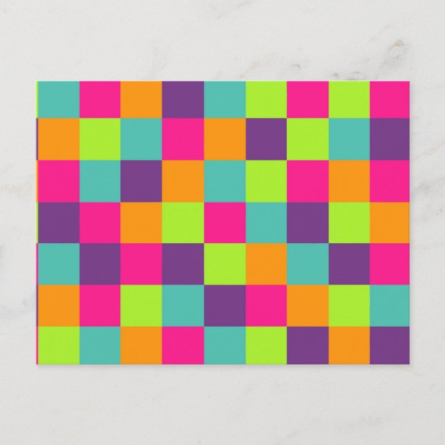 Färgglada geometriska fyrkanter vykort (Framsida)
