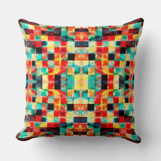 Färgglada geometriska ljusa design kudde (Framsida)