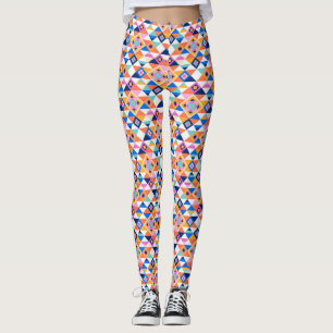 Färgglada geometriska mönsterleggings med livfulla leggings
