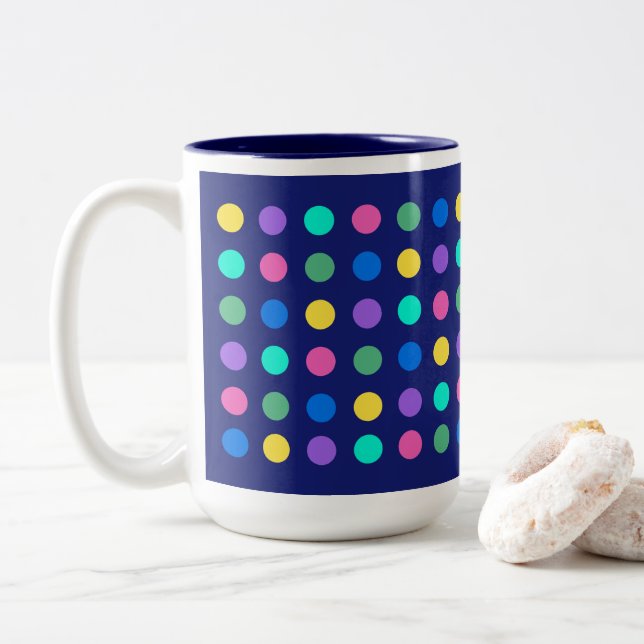 Färgglada geometriska prickar Dricksglas Design -  Två-Tonad Mugg (Med munk)