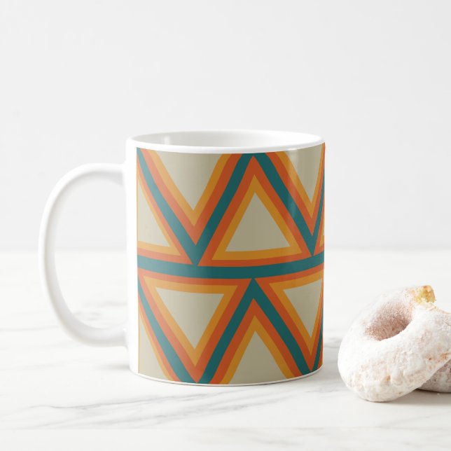 Färgglada geometriska trianglar  kaffemugg (Med munk)