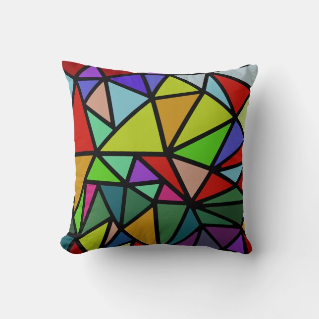 färgglada geometriska trianglar kudde (Framsida)