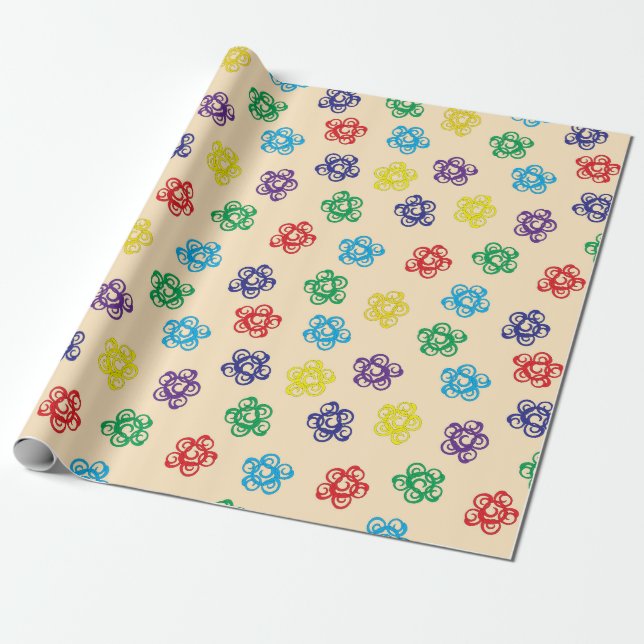 Färgglada geometriska virvlande cirklar inpackning presentpapper (Utrullad)