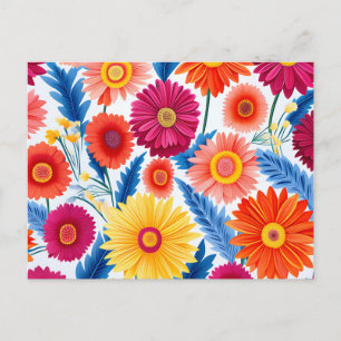 Färgglada Gerbera Tusenskönor Blommig Vykort