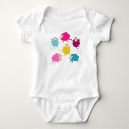 Färgglada glada får baby bodysuit t shirt