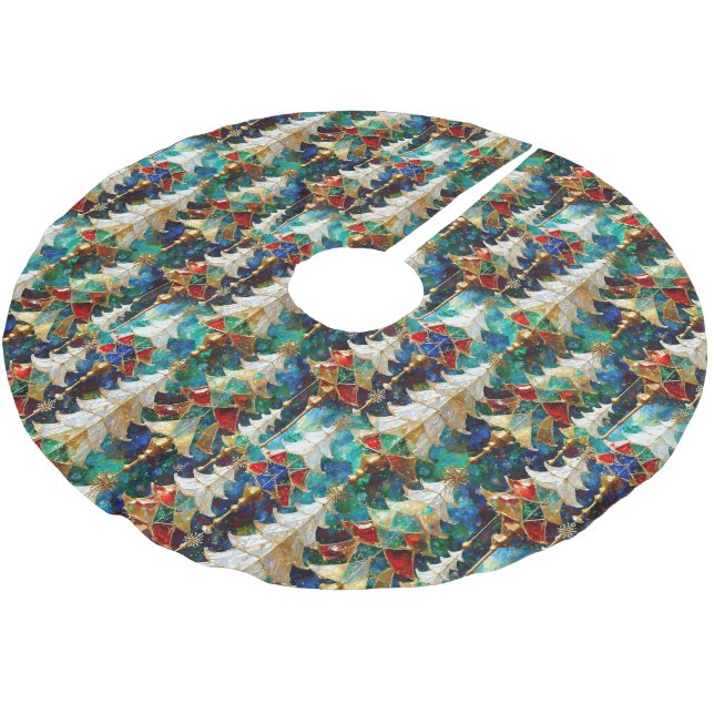 Färgglada glasmålningar julgranar julgransmatta borstad polyester (Vinklad)