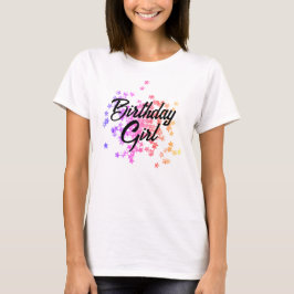 Färgglada glitterstjärnor födelsedag t shirt