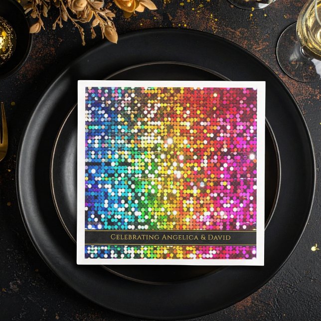 Färgglada gnistrande sequins pappersservett (Skapare uppladdad)