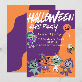 Färgglada Godis Monster Barn Halloween Inbjudan