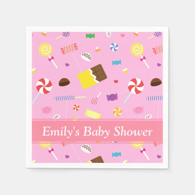 Färgglada Godis-tema För Flickbarns Shower Servett (Framsidan)