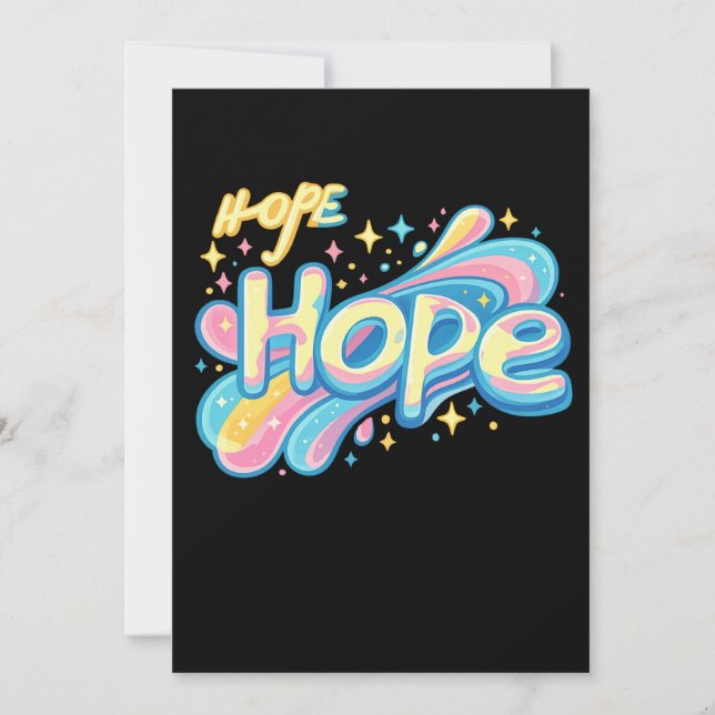 Färgglada Graffiti med Hopp - Y2K Glitter Estetik Inbjudningar (Framsida)