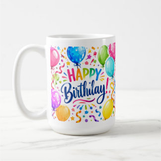 Färgglada Grattis på födelsedagen Ballonger & Konf Kaffemugg