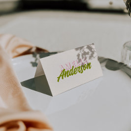 Färgglada Gröna Rosa Retro Funk Bröllopskort Bordsnummer