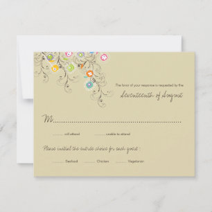 Färgglada Groovy Blommor Trädgård Bröllop RSVP-kor OSA Kort