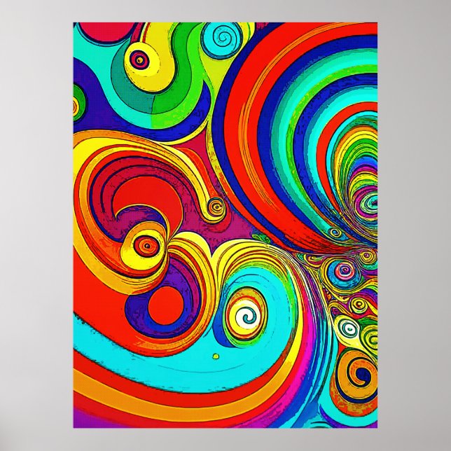 Färgglada Groovy Regnbågsvirvlar Poster (Framsidan)