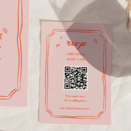 Färgglada Handritade Bröllopsfulla QR RSVP-kort OSA Kort