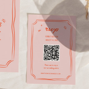 Färgglada Handritade Bröllopsfulla QR RSVP-kort OSA Kort