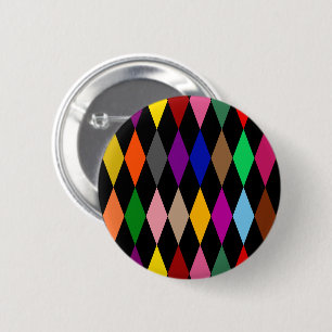 Färgglada Harlequin-diamanter Design Svart Knapp