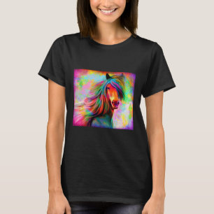 Färgglada hästar Ridning Hästälskare Flöde T Shirt