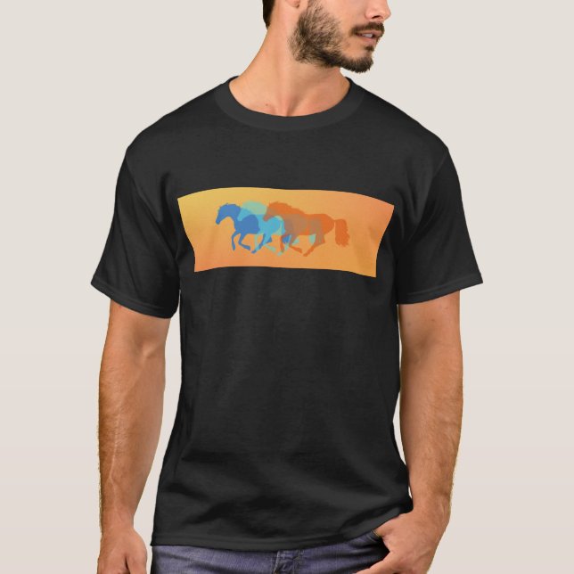 Färgglada hästar springer t shirt (Framsida)