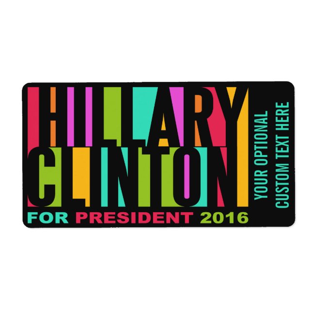 Färgglada Hillary Clinton 2016 anpassade etiketter Fraktsedel (Framsidan)