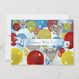 Färgglada himmelsballonger Anpassningsbara inbjudn Inbjudningar