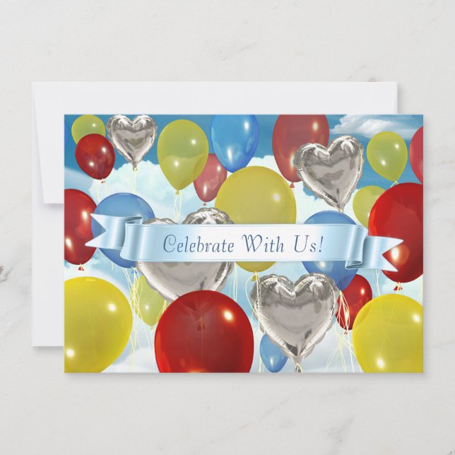 Färgglada himmelsballonger Anpassningsbara inbjudn Inbjudningar (Framsida)