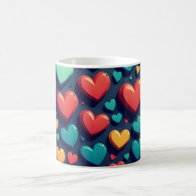 Färgglada hjärtan, Alla hjärtans dag-konst  Kaffemugg (Center)