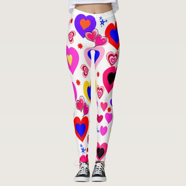 Färgglada Hjärtan Leggings (Framsida)