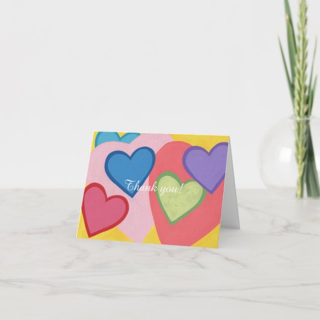 Färgglada hjärtan tackkort (Framsida)