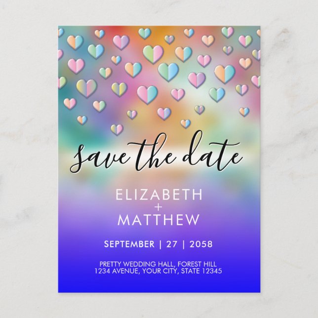 Färgglada hjärtfläckar design vykort (Framsida)