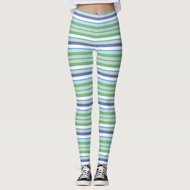 Färgglada horisontella ränder leggings (Framsida)