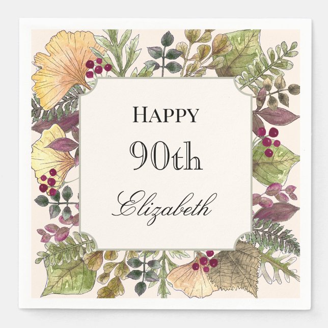 Färgglada höstlöv 90-års födelsedagsservett pappersservett (Skapare uppladdad)