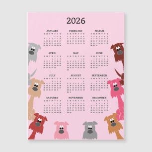 Färgglada Hundar 2026 Kalender Magnetkort