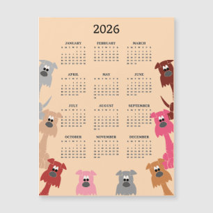 Färgglada Hundar 2026 Kalender Magnetkort