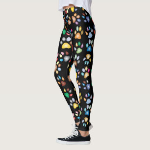 Färgglada hundvalpsavtryck, Svarta Leggings