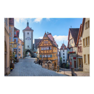 Färgglada hus i Rothenburg, Tyskland Fototryck