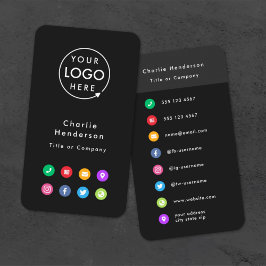 Färgglada Ikoner Sociala Medier Modern Logo Svart Visitkort