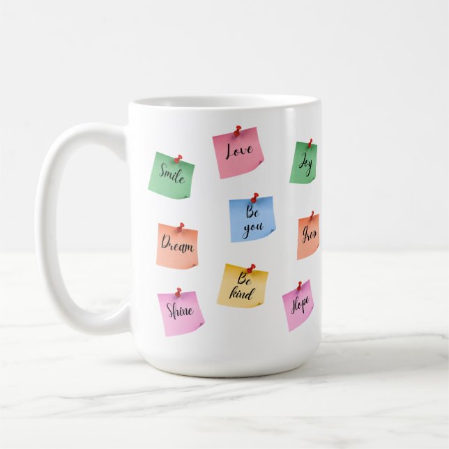 Färgglada Inspirerande Klisterlappar Kaffemugg (Vänster)