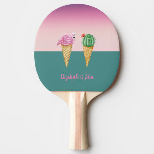 Färgglada isglassar Kaktus Rosa Flamingos Pingisracket