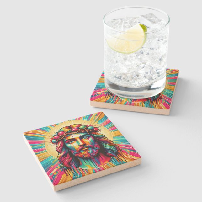 Färgglada Jesus-coasters! Stenunderlägg (Sidan)