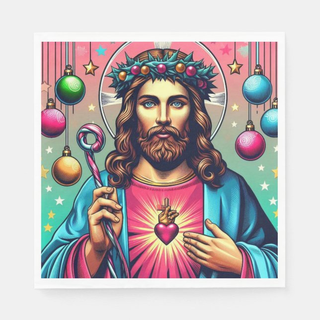 Färgglada Jesus servetter! Pappersservett (Framsidan)